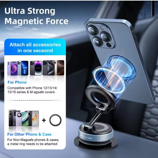 MagnoMount™ 360 — Vacuum-Lock Magnetic Car Phone Holder