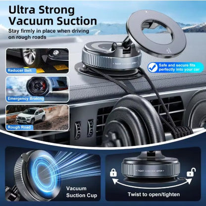 MagnoMount™ 360 — Vacuum-Lock Magnetic Car Phone Holder